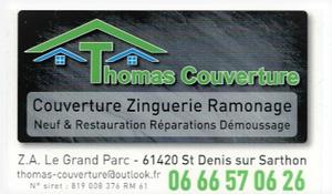 Thomas-couverture Saint-Denis-sur-Sarthon, Couverture, Charpente, Isolation des combles, Isolation extérieure, Rénovation de toiture, Zinguerie et gouttières